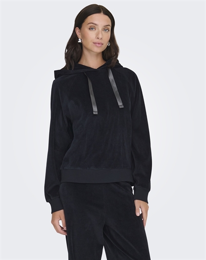 JDY - JDYVida L/S Velvet Hoodie - Black